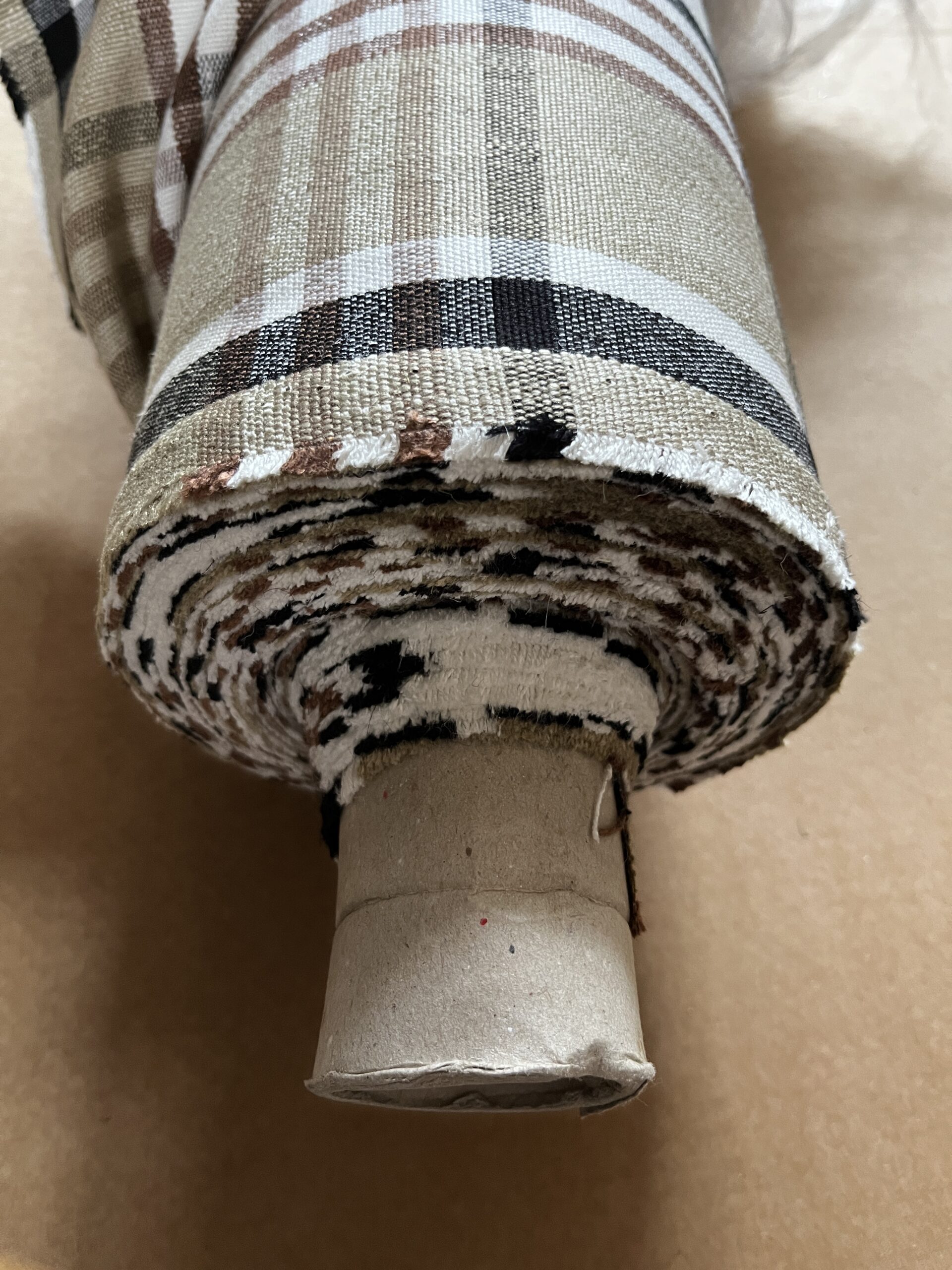 Niesmann+Bischoff Meterware Polsterstoff Dekostoff kariert creme braun Breite 140cm 10 Meter