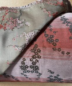 Meterware Kissenstoff Olbia Taupe Sakura rosa Breite 140cm 10 Meter