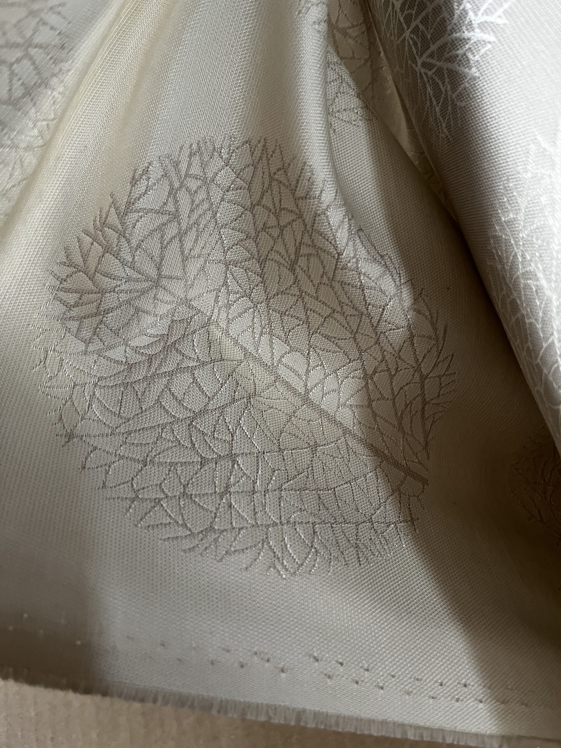 Tecon Meterware Gardinenstoff Beige Blattmuster Breite 140cm 10 Meter