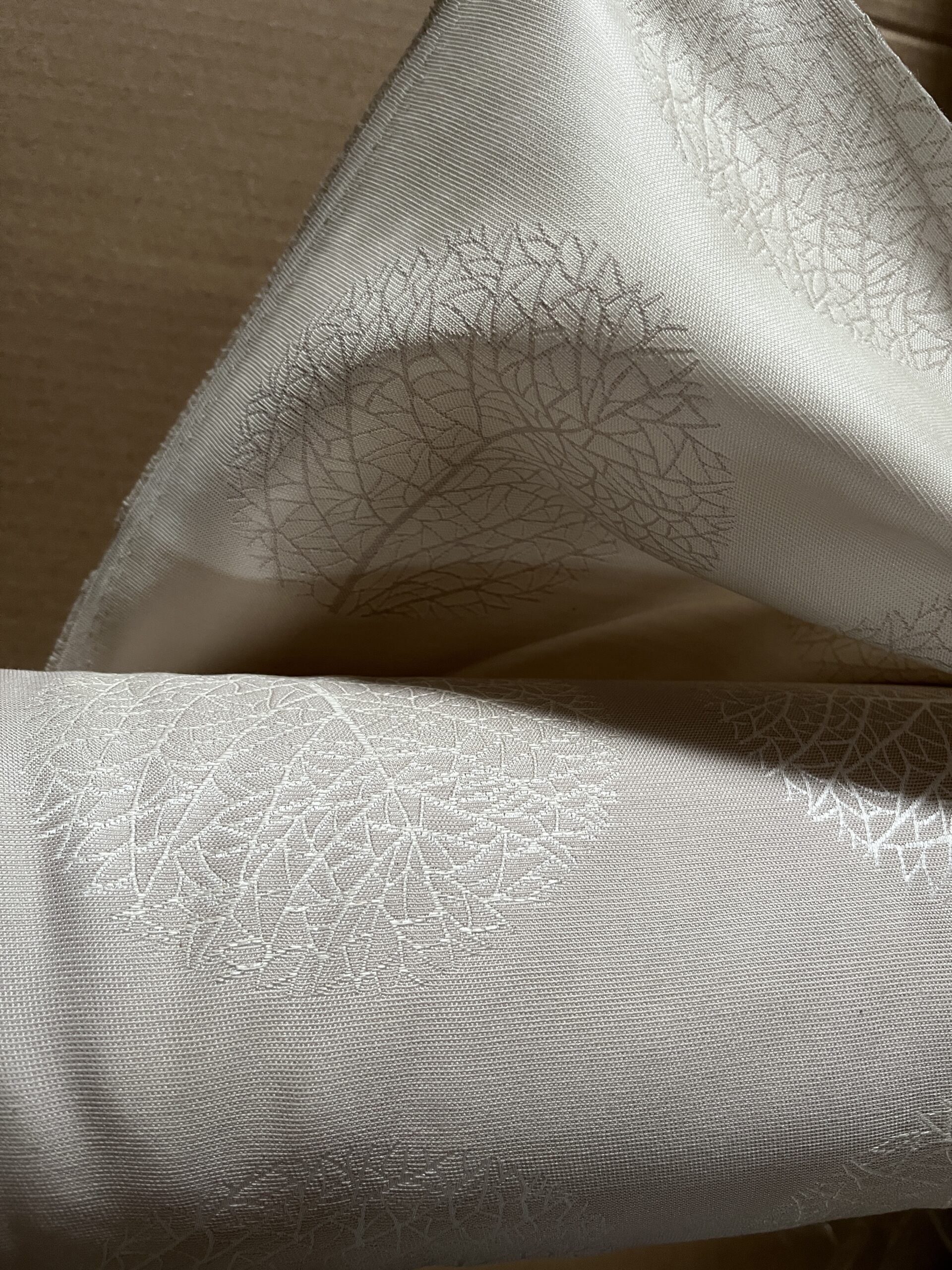 Tecon Meterware Gardinenstoff Beige Blattmuster Breite 140cm 10 Meter