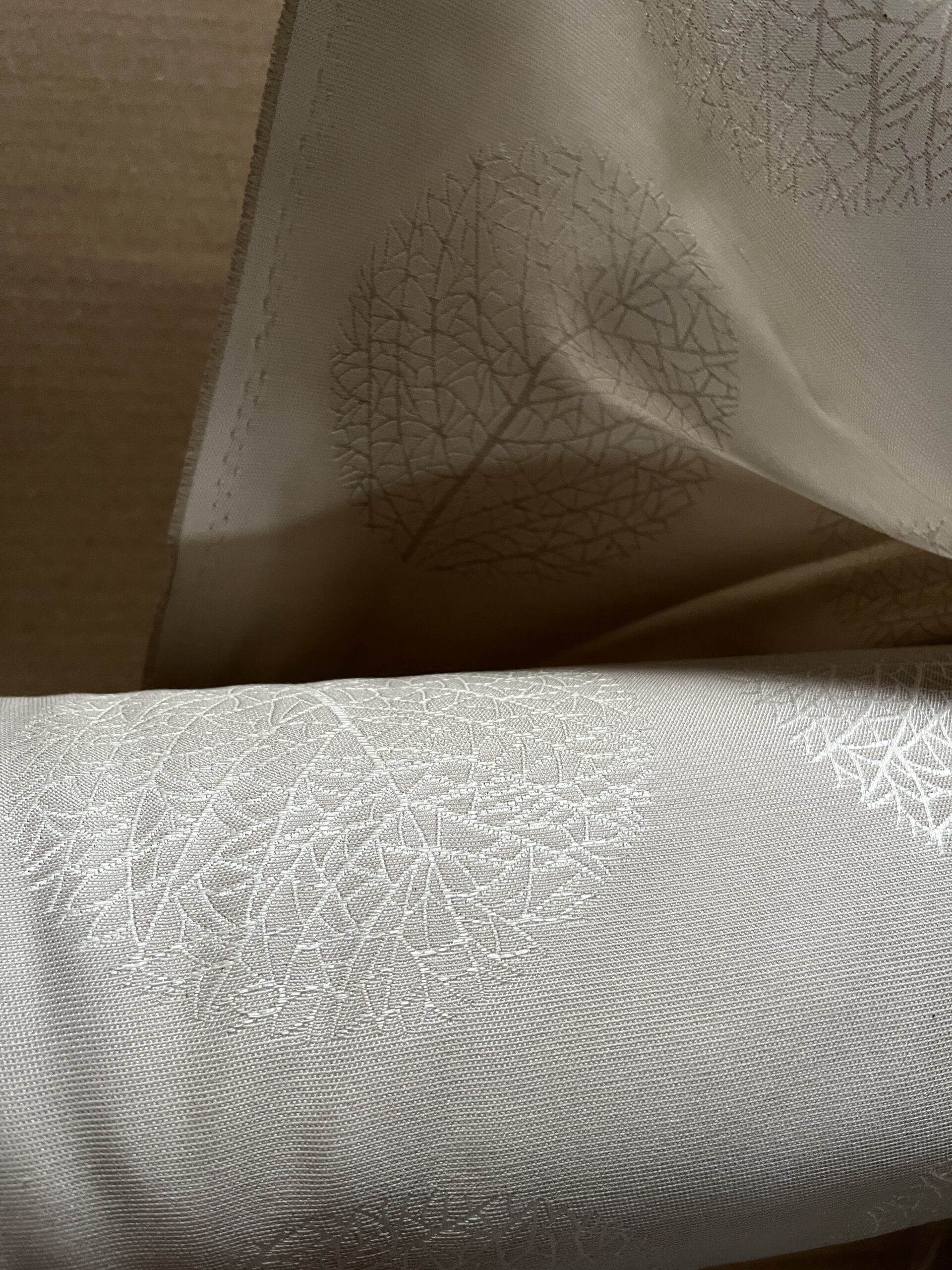 Tecon Meterware Gardinenstoff Beige Blattmuster Breite 140cm 10 Meter