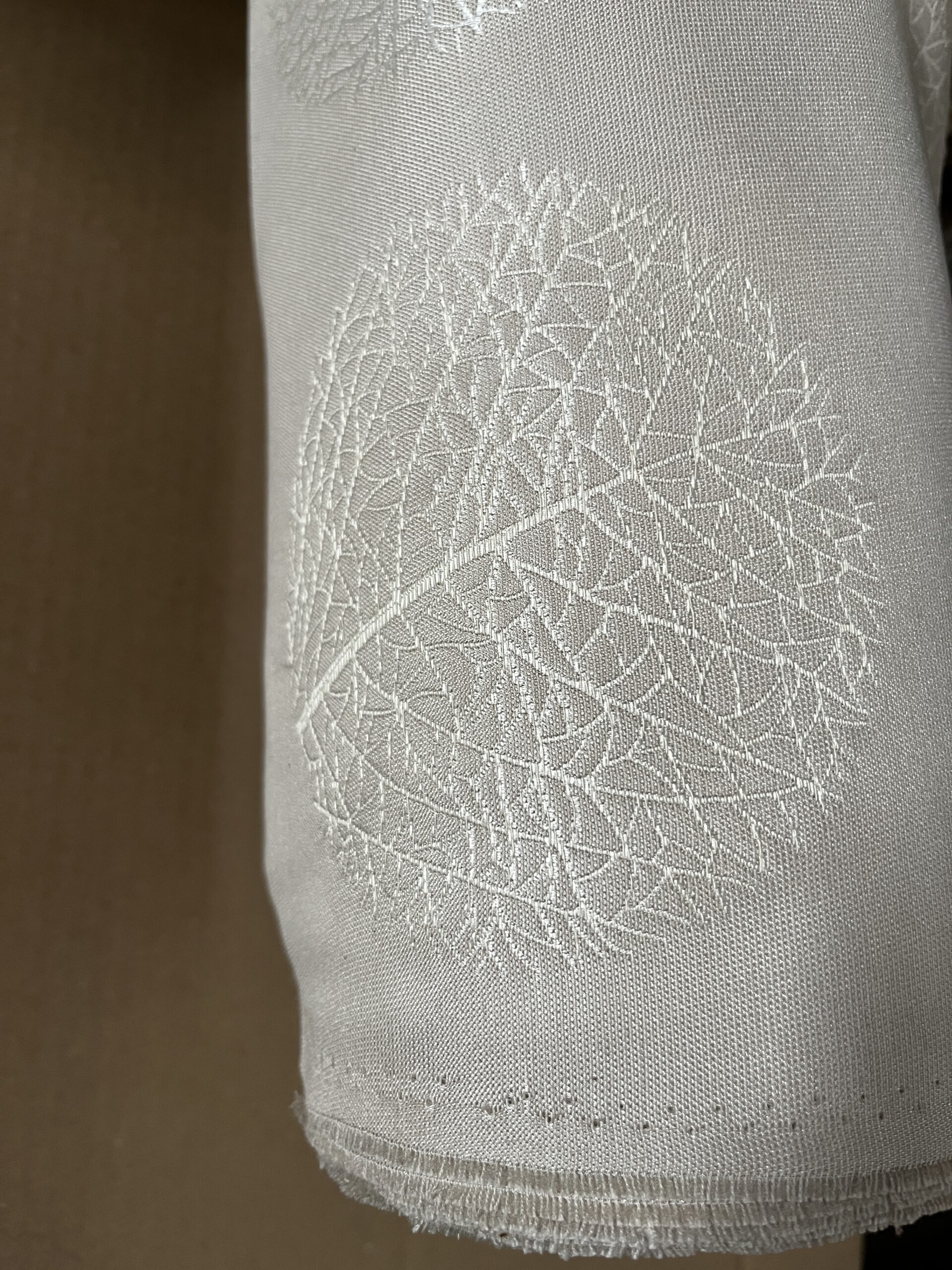 Tecon Meterware Gardinenstoff Beige Blattmuster Breite 140cm 10 Meter