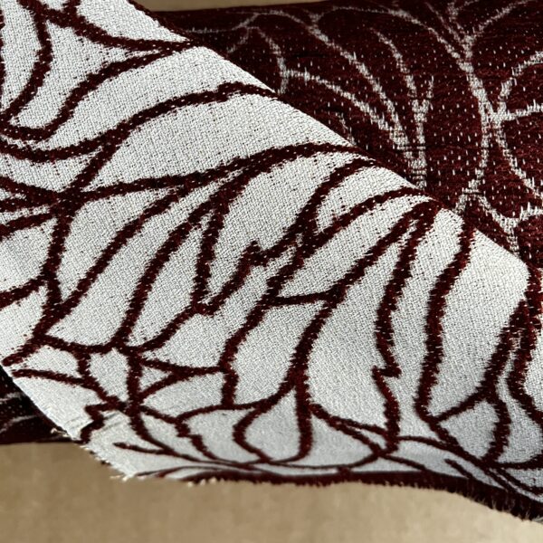 Meterware Tecon Breite Creme Weinrot 140cm 10 Meter