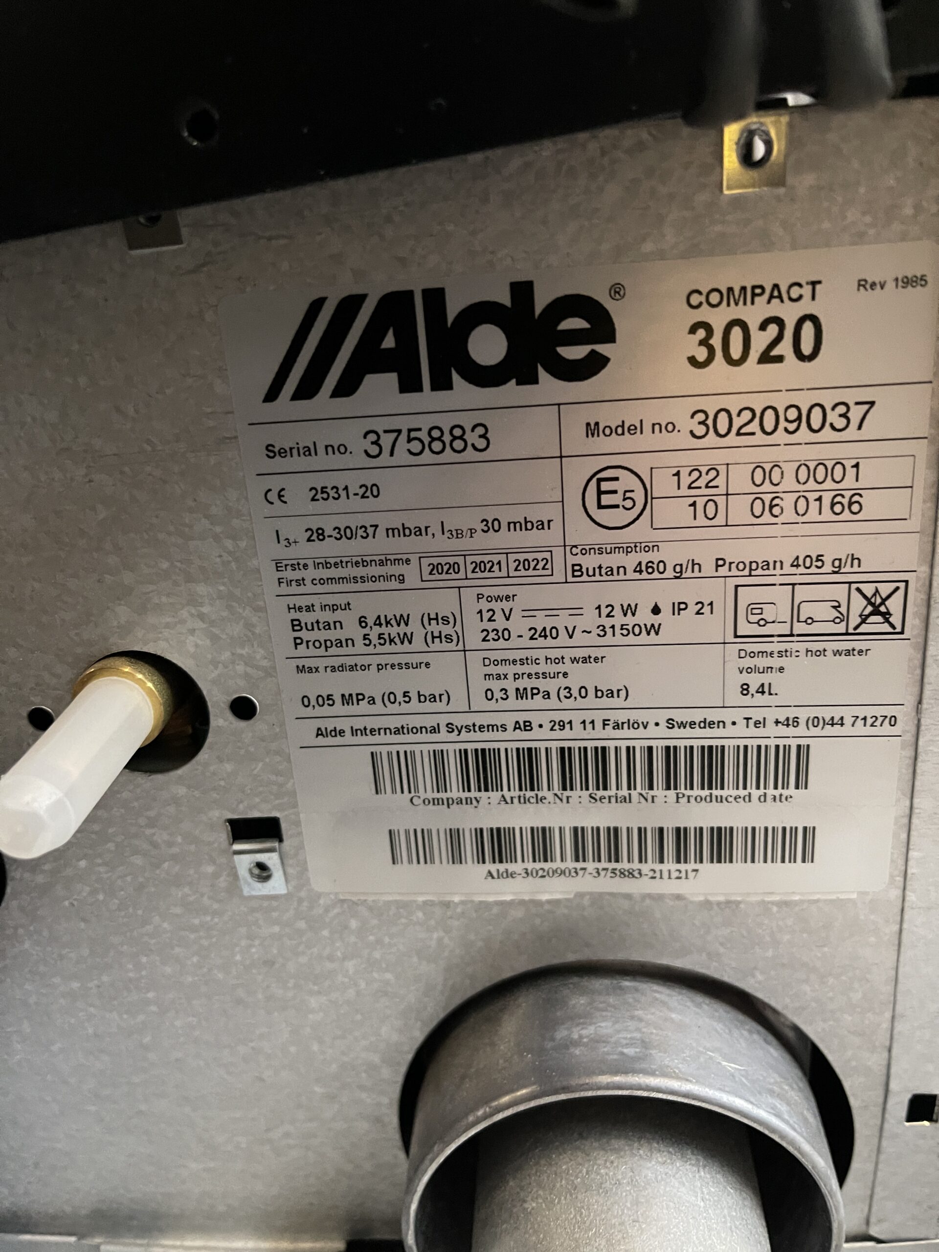 Alde Heizung Compact 3020 HE inkl. Zubehör