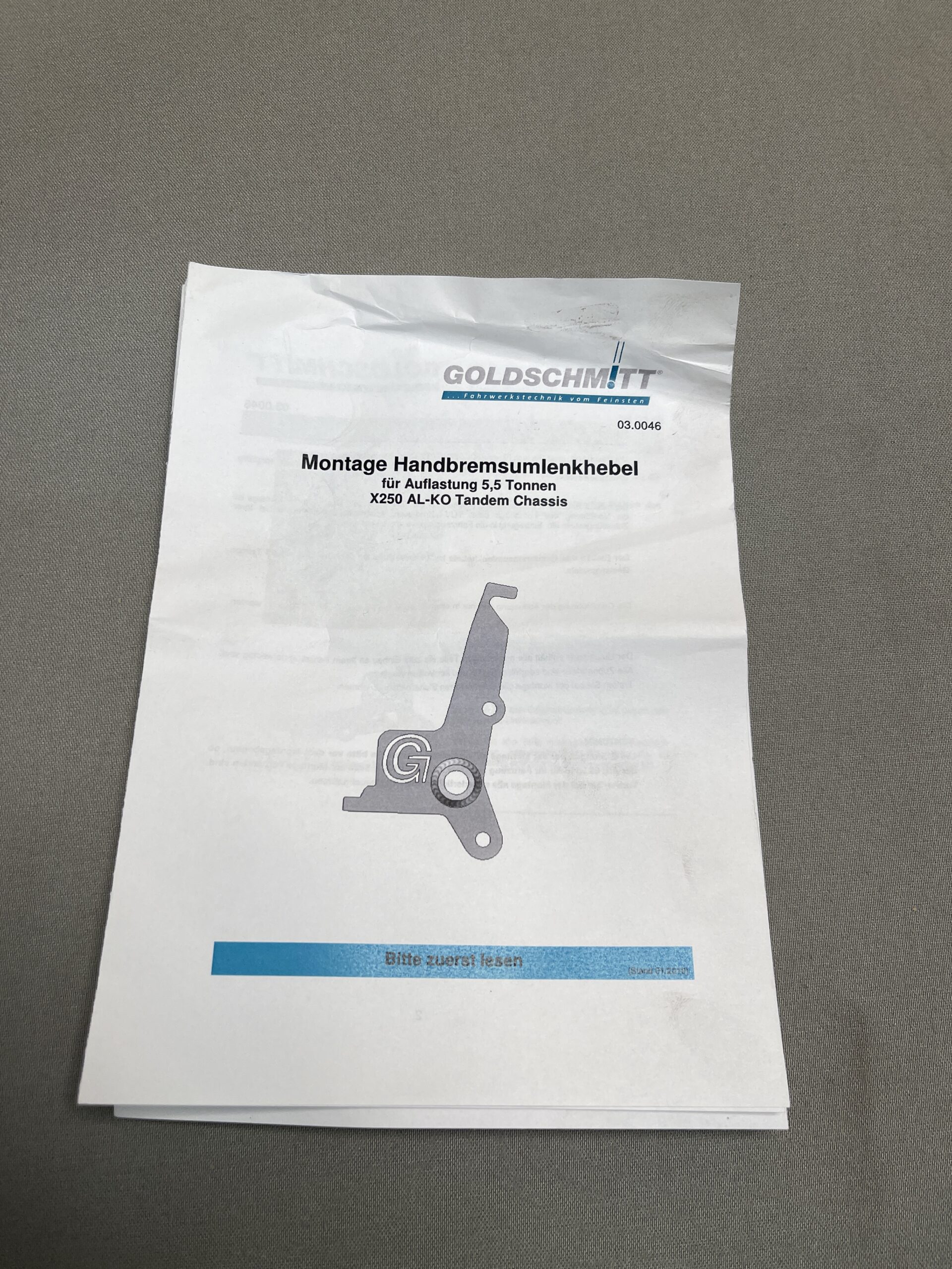 Goldschmitt Handbremsenlenkhebel für Auflastung 5,5 Tonnen, X250 AL-KO Tandem Chassis