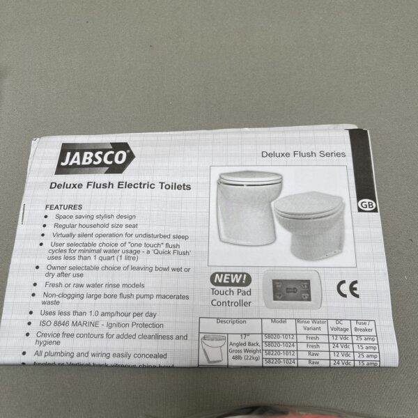 Jabsco Deluxe Flush Electric Toilets Touch Pad Controller 58020
