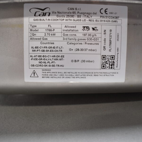Can Gas Einbaukochfeld mit Spüle FL 1766-P