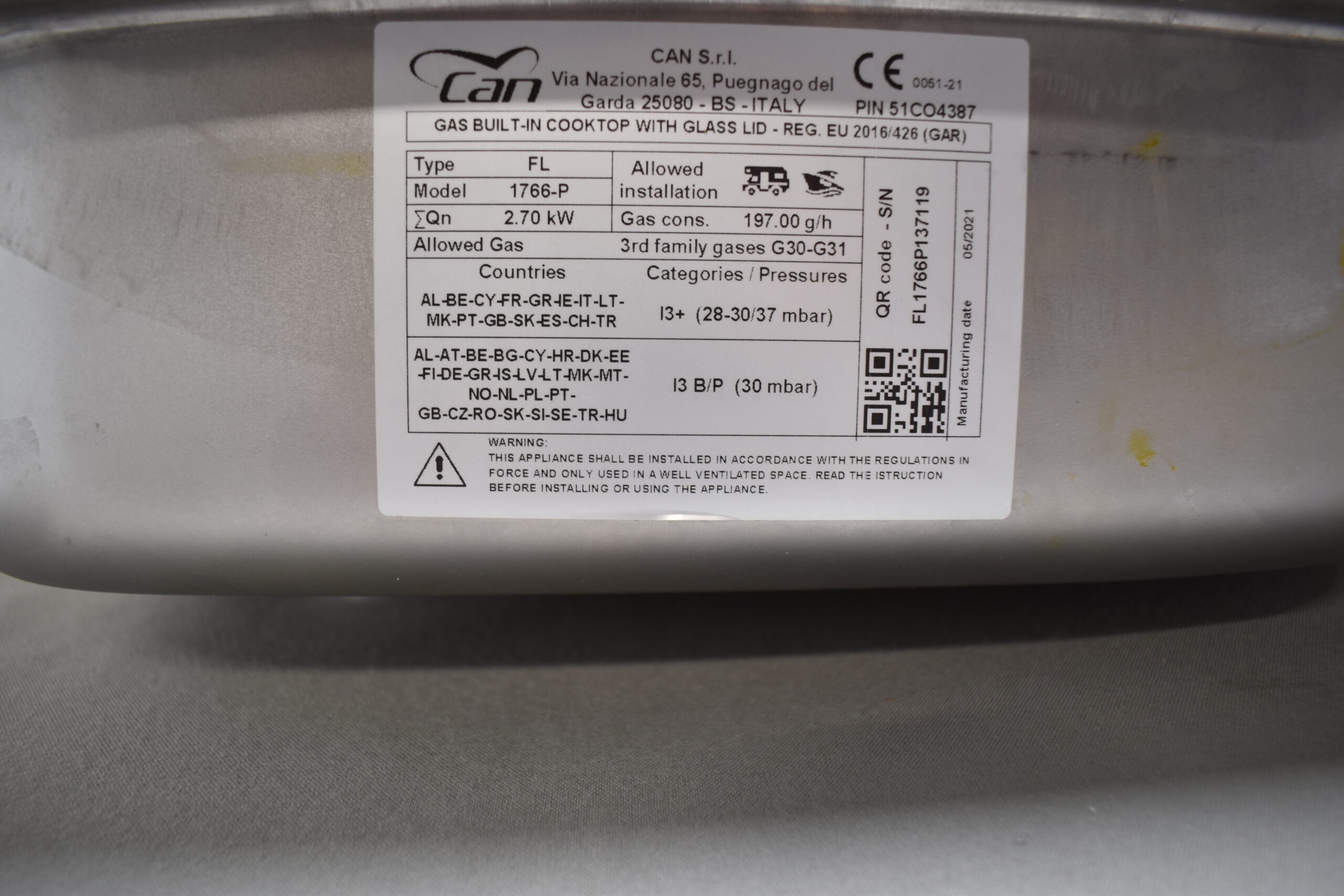 Can Gas Einbaukochfeld mit Spüle FL 1766-P