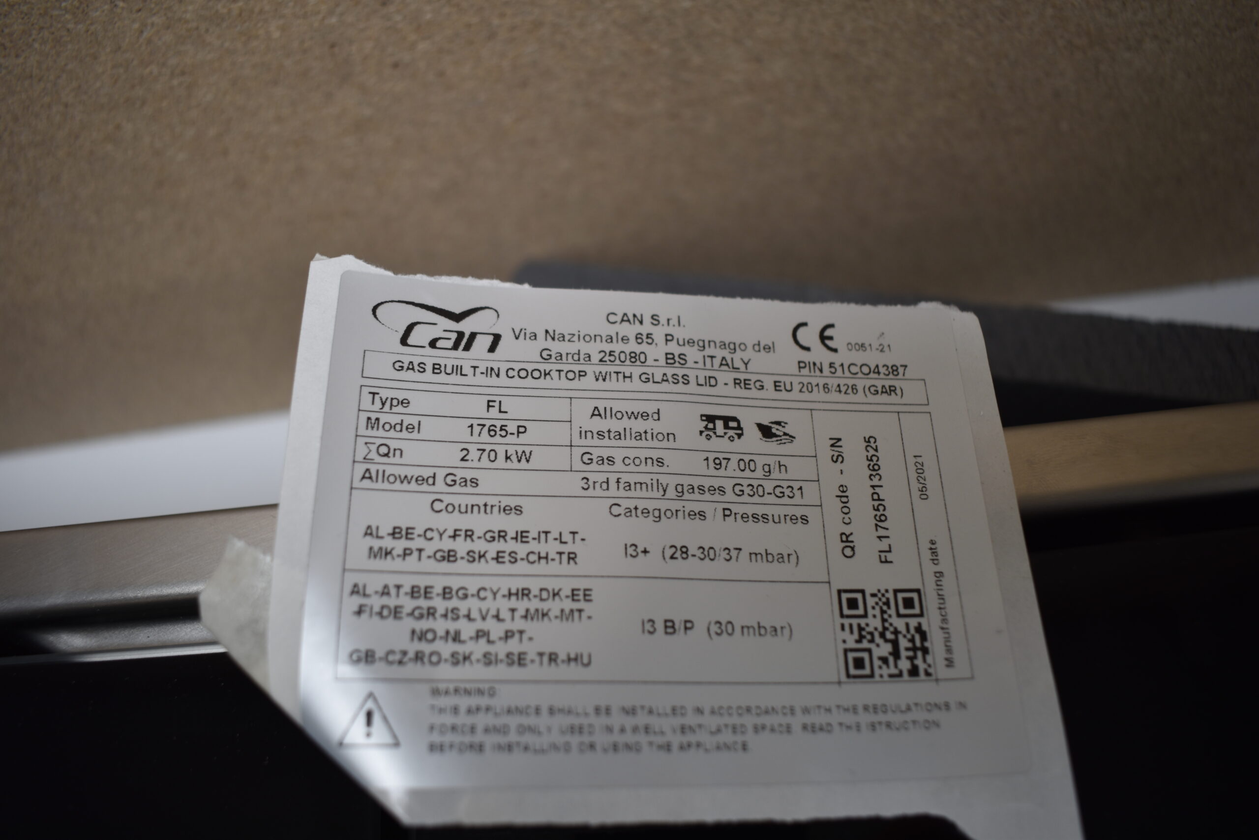 Can Gas Einbaukochfeld mit Spüle FL 1765-P