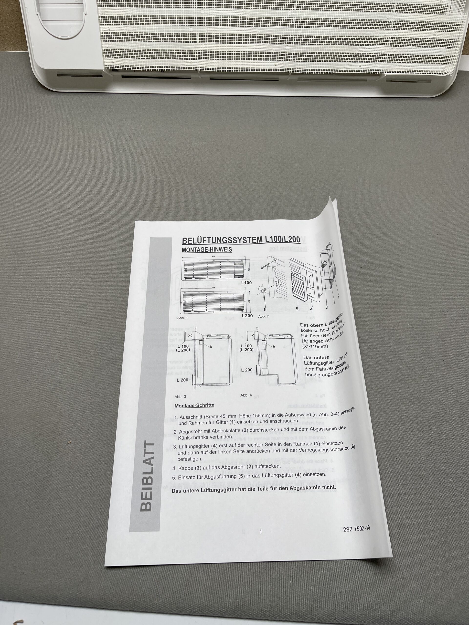 Dometic Entlüftungsset L100 Außenrahmen ohne Gegenteil weiß