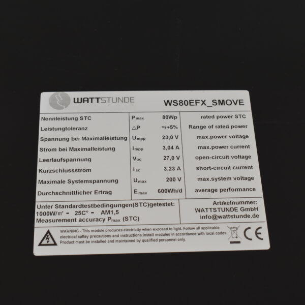 Solarplatte Wattstunde WS80EFX_SMOVE 80 Watt NEU