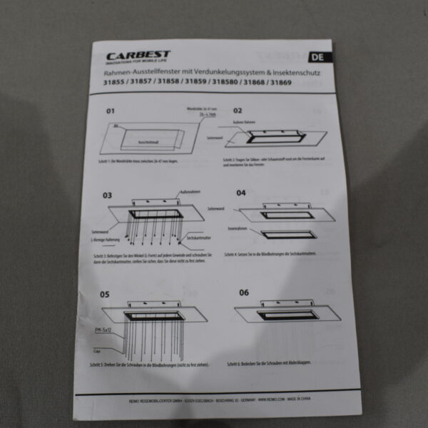 Carbest Ausstellfenster mit Verdunklungssystem und Insektenschutz 900x450 mm