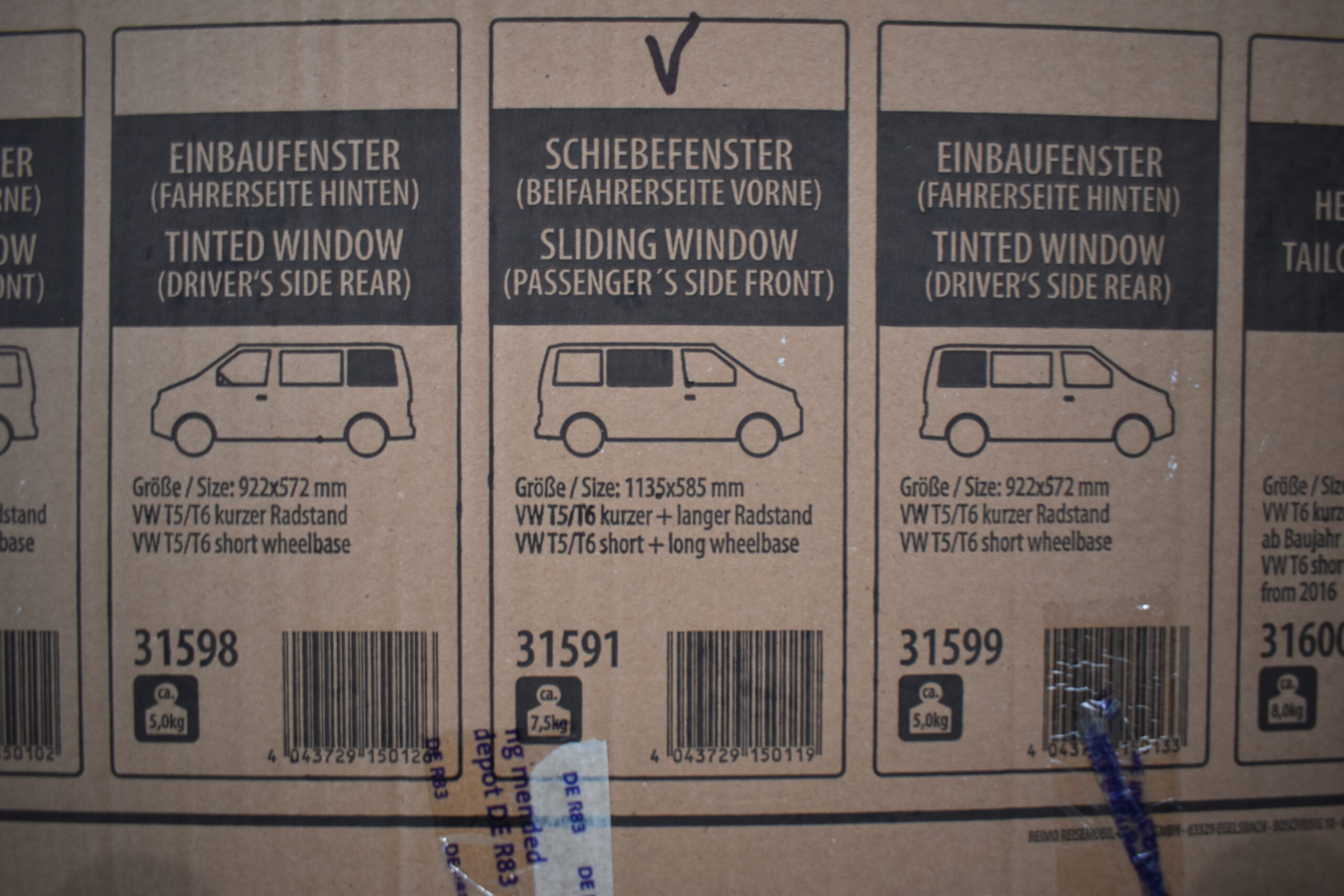 Carbest Schiebefenster T5 / T6 1135x585 mm schwarz