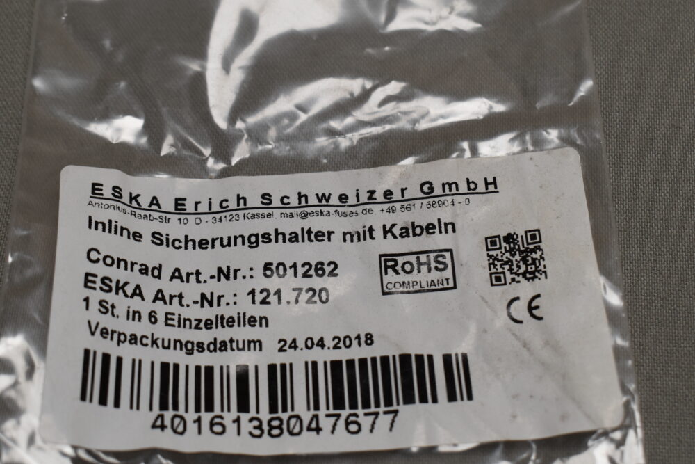 RoHs Compliant Inline Sicherungshalter mit Kabel schwarz