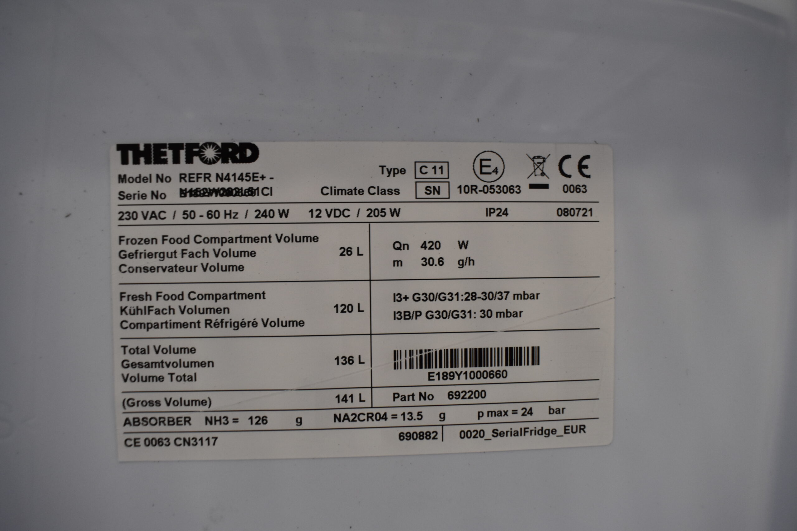 Thetford Kühlschrank REFR N414E+-