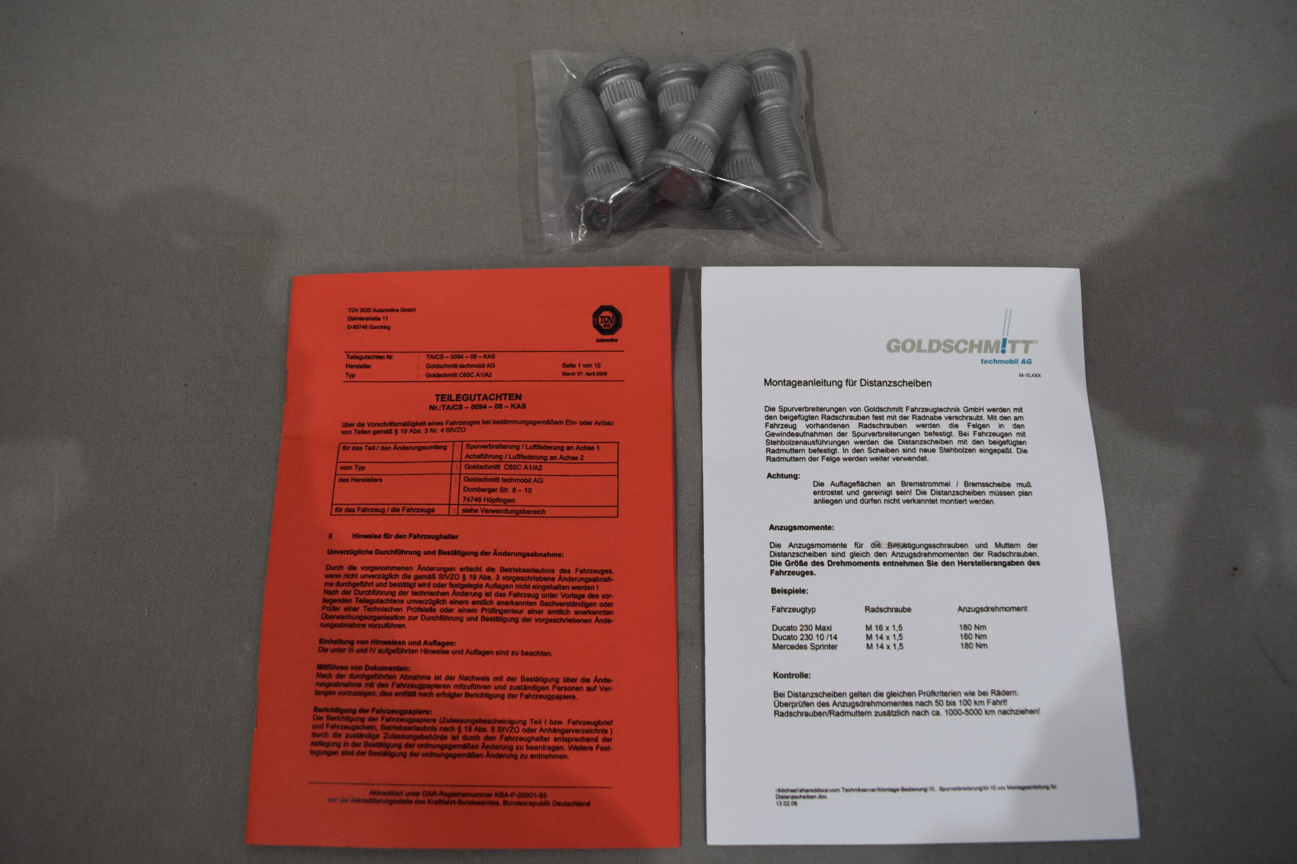 Spurverbreiterung für Ducato 230 Maxi Daily 10/14 und Mercedes Sprinter