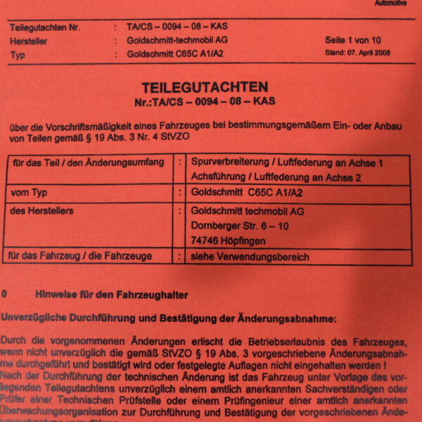 Spurverbreiterung für Ducato 230 Maxi Daily 10/14 und Mercedes Sprinter