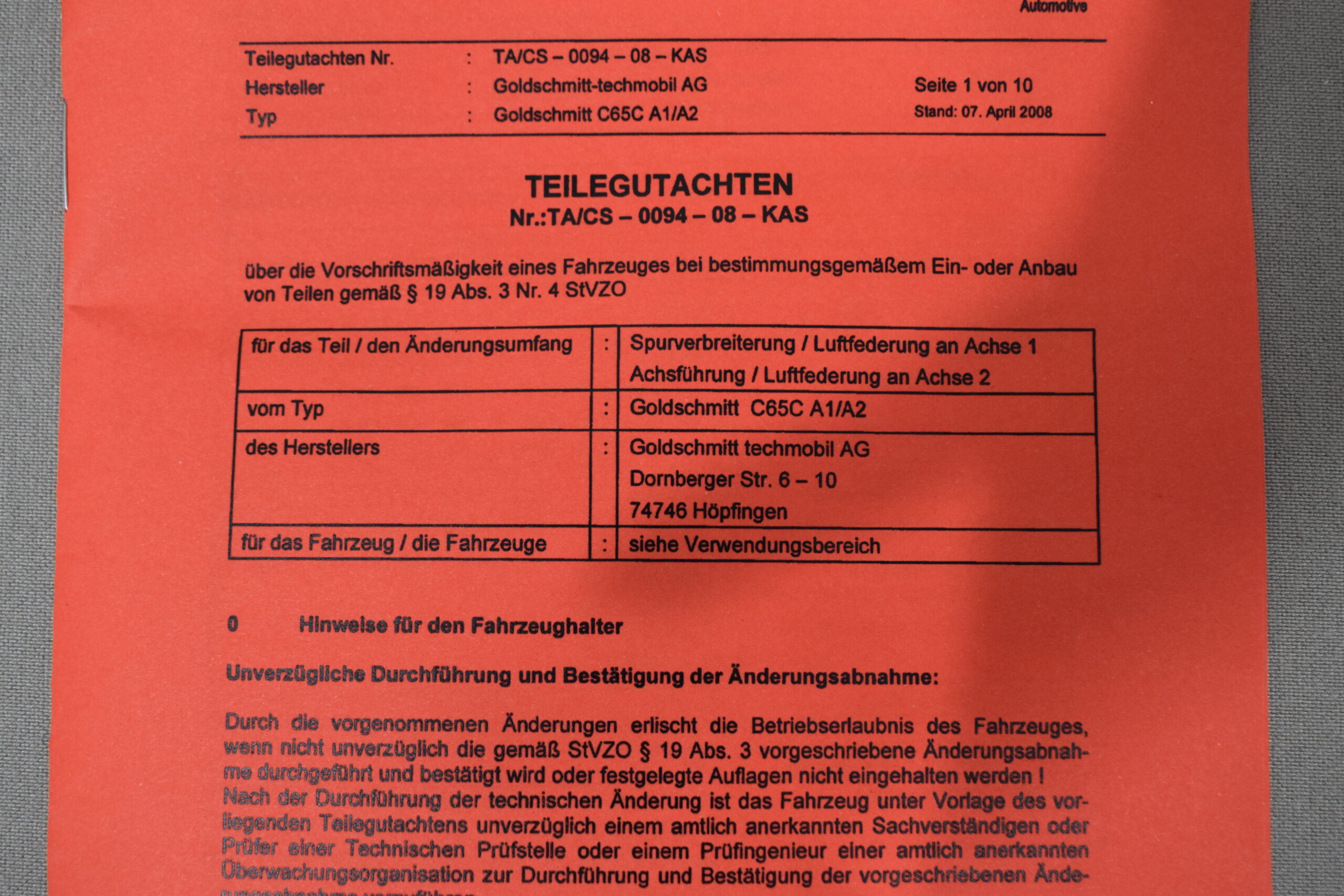 Spurverbreiterung für Ducato 230 Maxi Daily 10/14 und Mercedes Sprinter