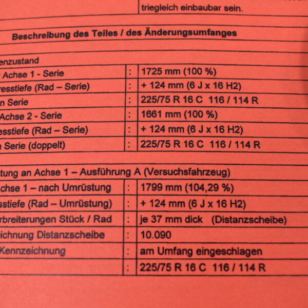 Spurverbreiterung für Ducato 230 Maxi Daily 10/14 und Mercedes Sprinter