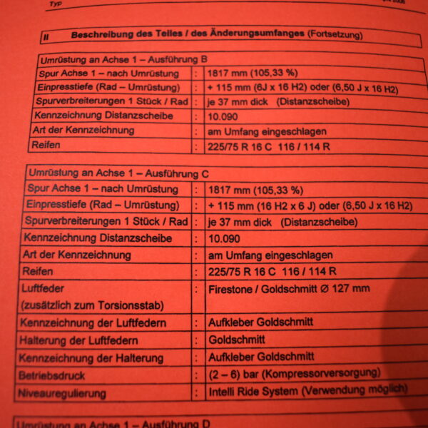 Spurverbreiterung für Ducato 230 Maxi Daily 10/14 und Mercedes Sprinter