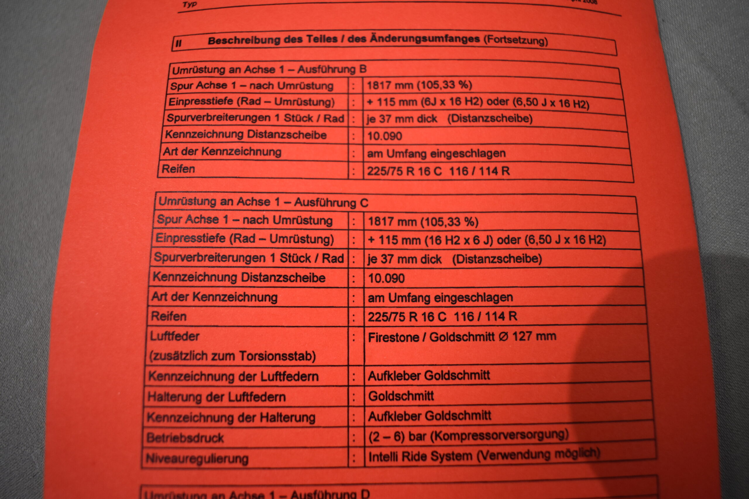 Spurverbreiterung für Ducato 230 Maxi Daily 10/14 und Mercedes Sprinter