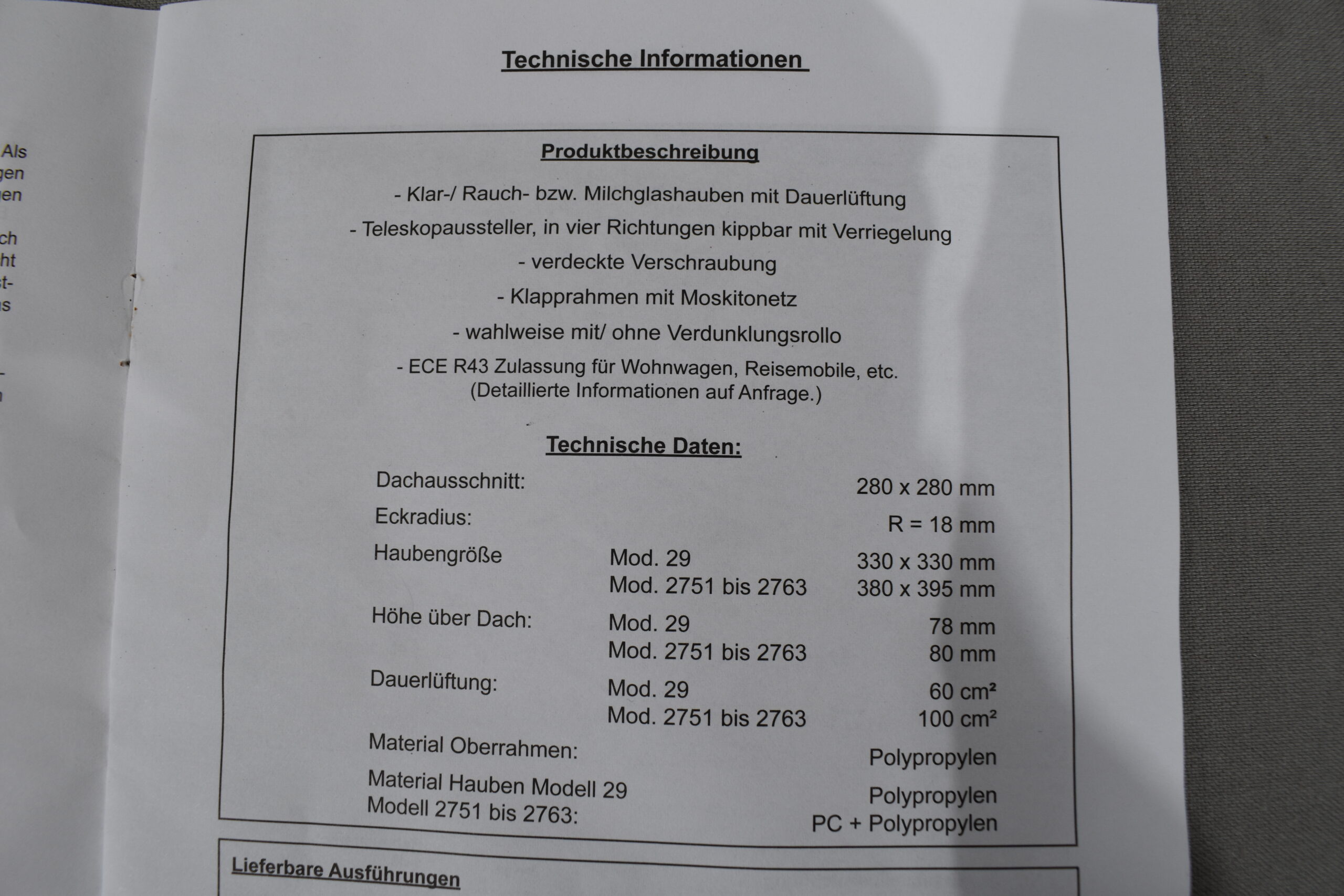 Movera Dachluke, Dachhaube 280 x280mm beige