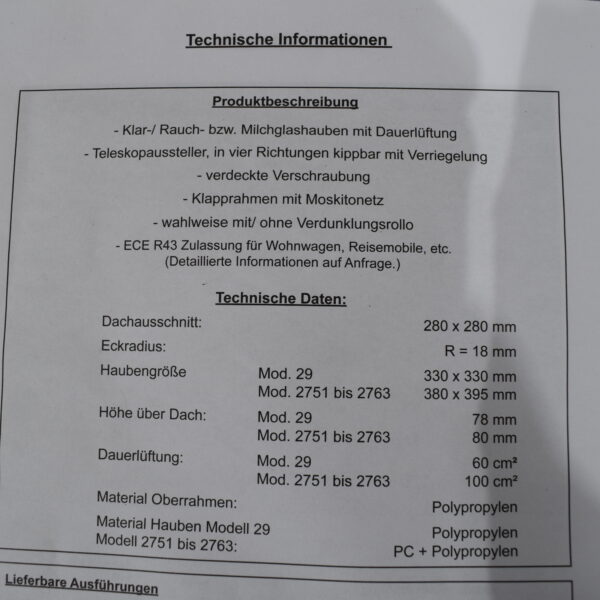 Movera Dachluke, Dachhaube 280 x280mm beige