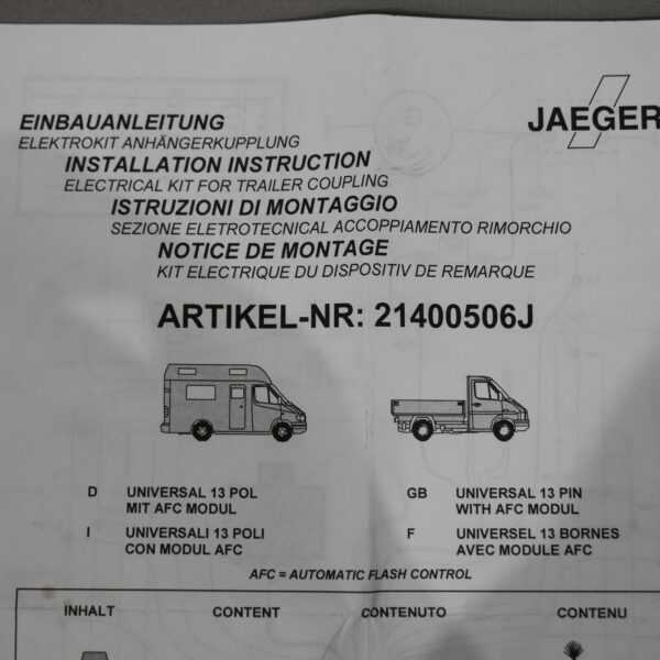 Jaeger Elektrokabelsatz für Anhängerkupplung 12Volt