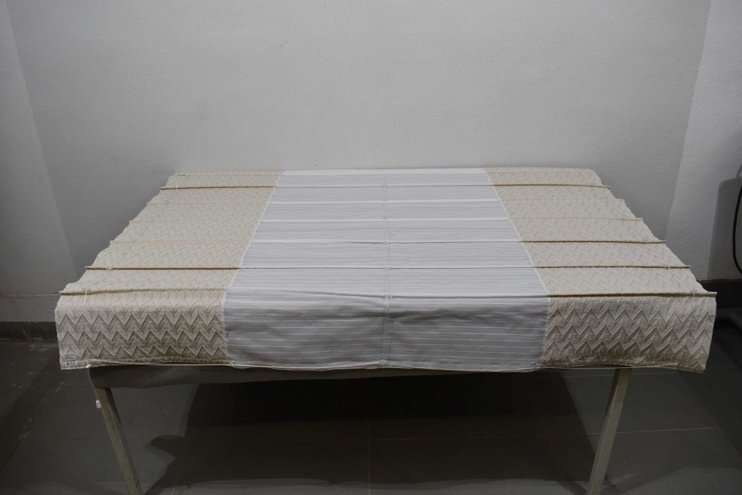 Seitenzug-Rollo-Satz Linos mit Bordüre weiß/beige