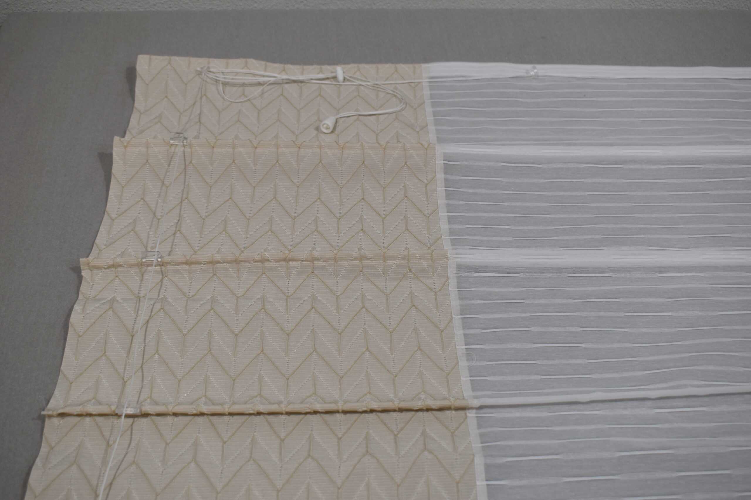 Seitenzug-Rollo-Satz Linos mit Bordüre weiß/beige