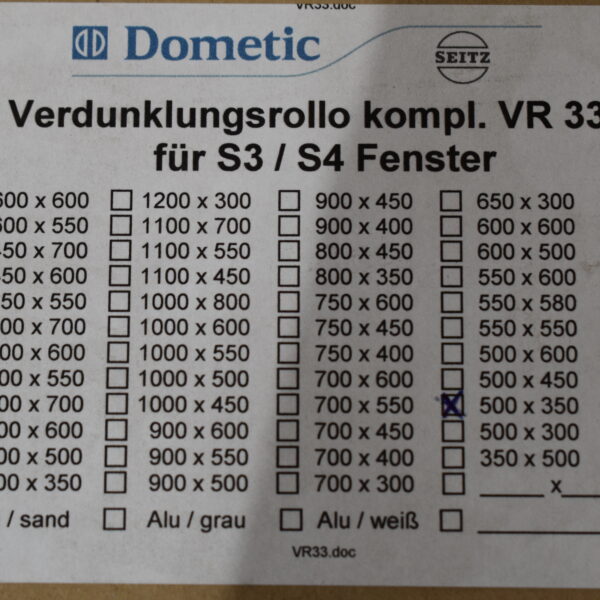 Dometic Verdunklungsrollo 500x350mm für S3/S4 Fenster