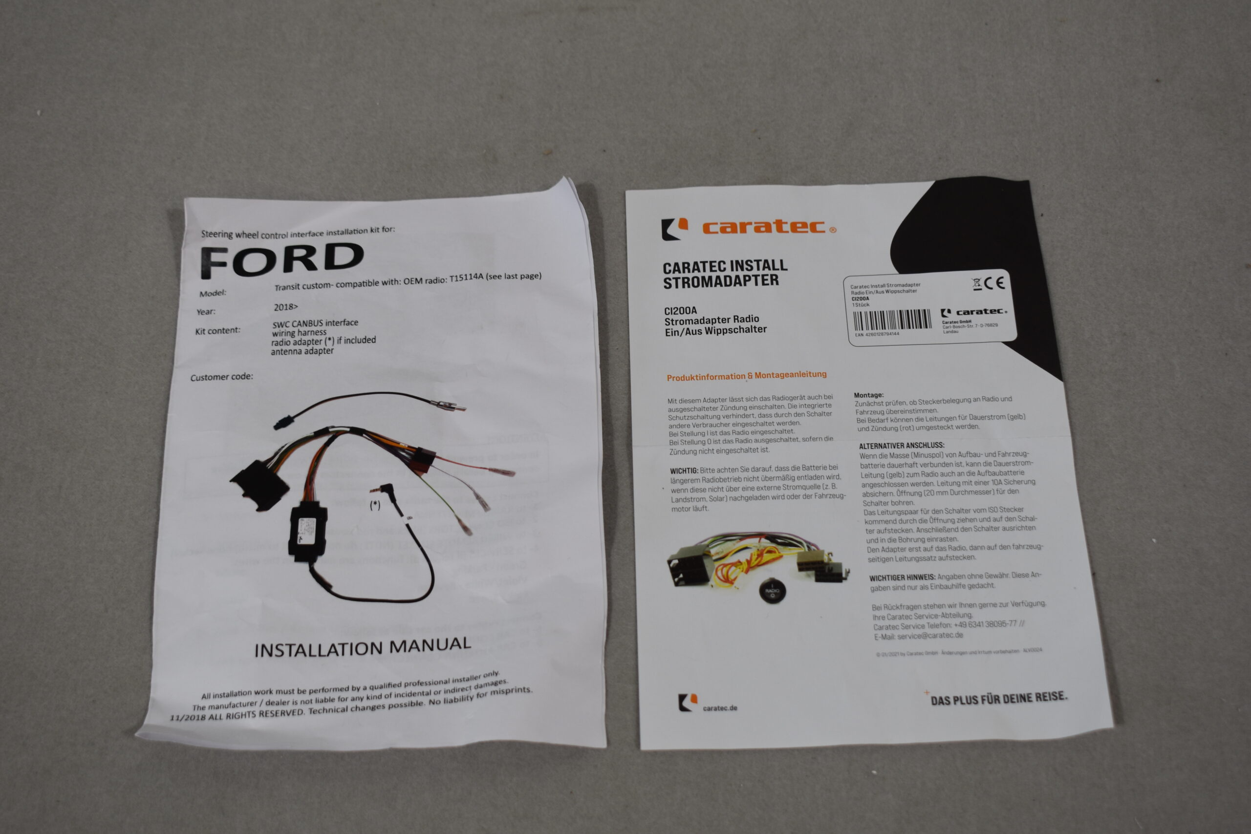 Caratec CIT200 Install Einbausatz für Ford Transit