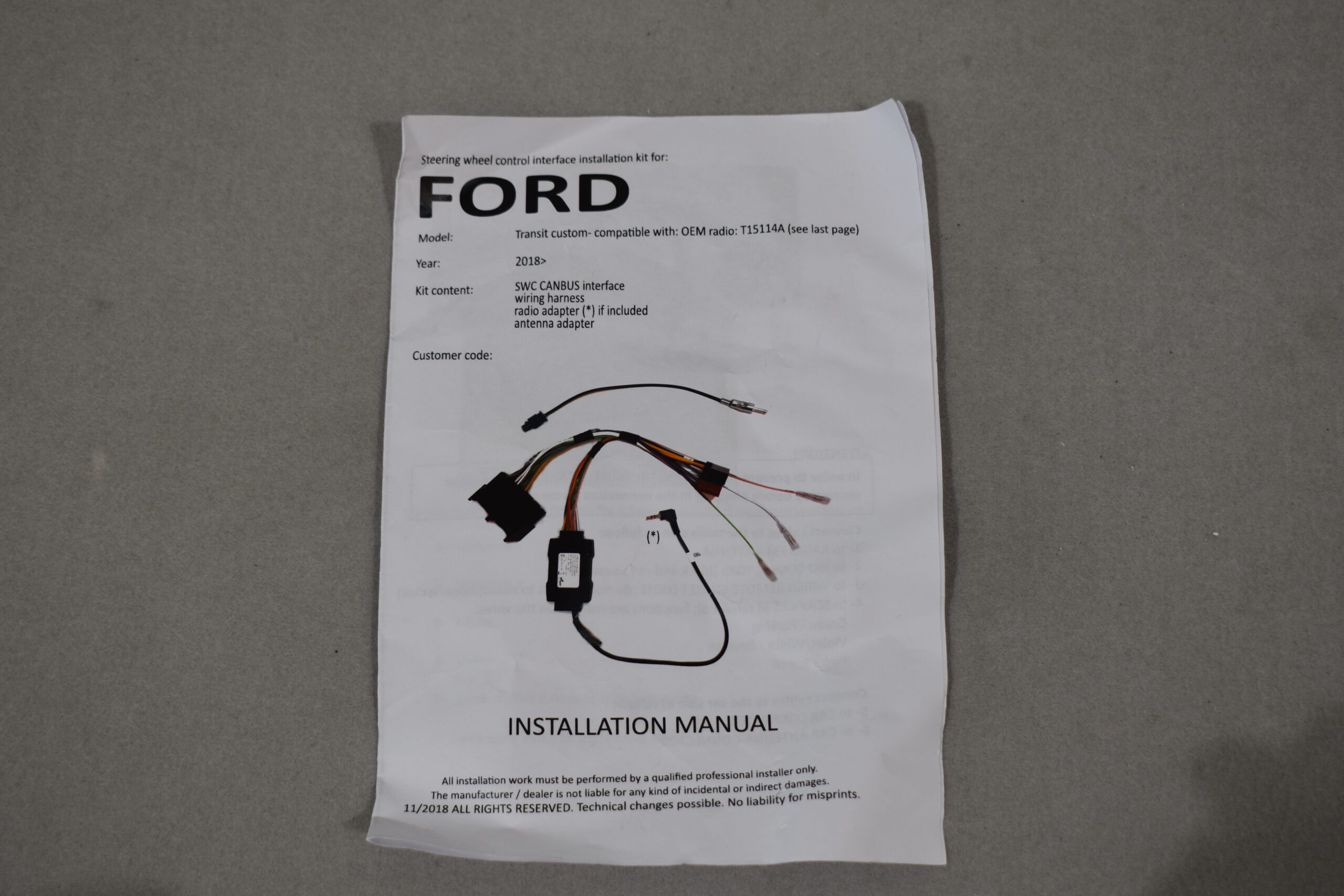 Caratec CIT200 Install Einbausatz für Ford Transit