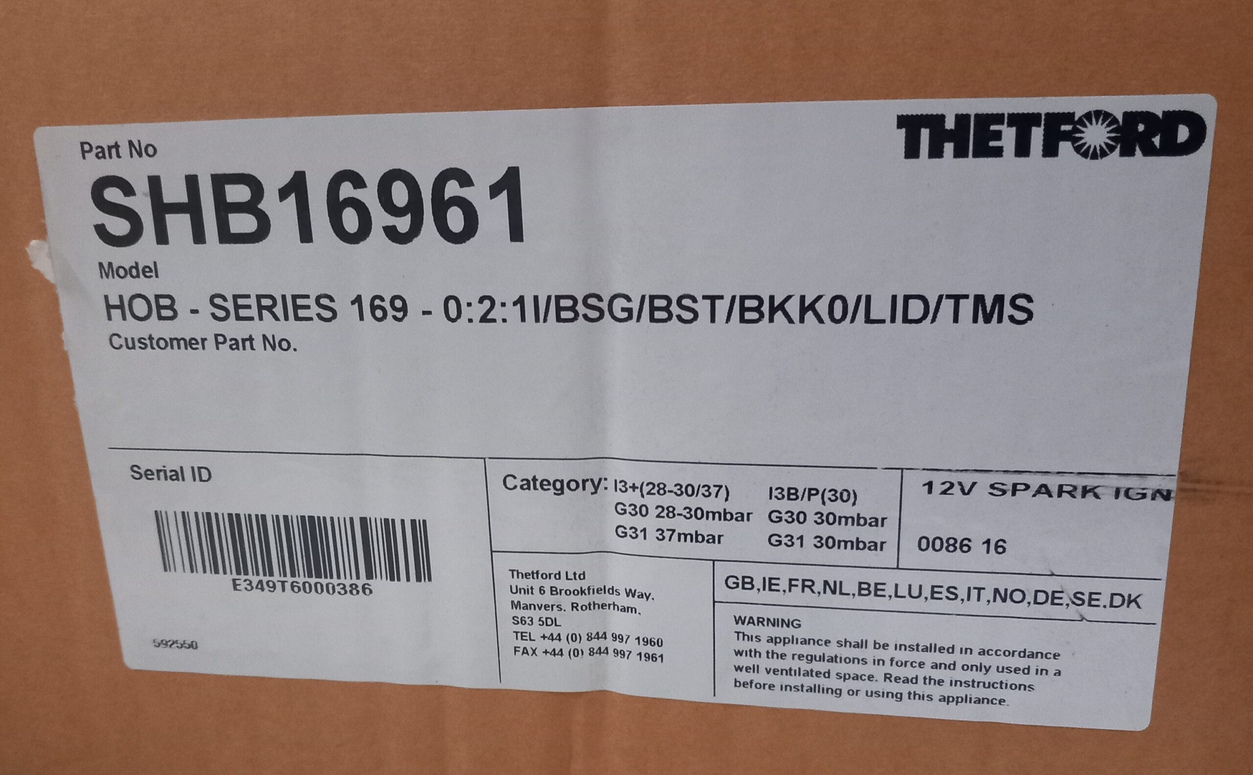 Thetford Gaskocher Serie 160 SHB 16961