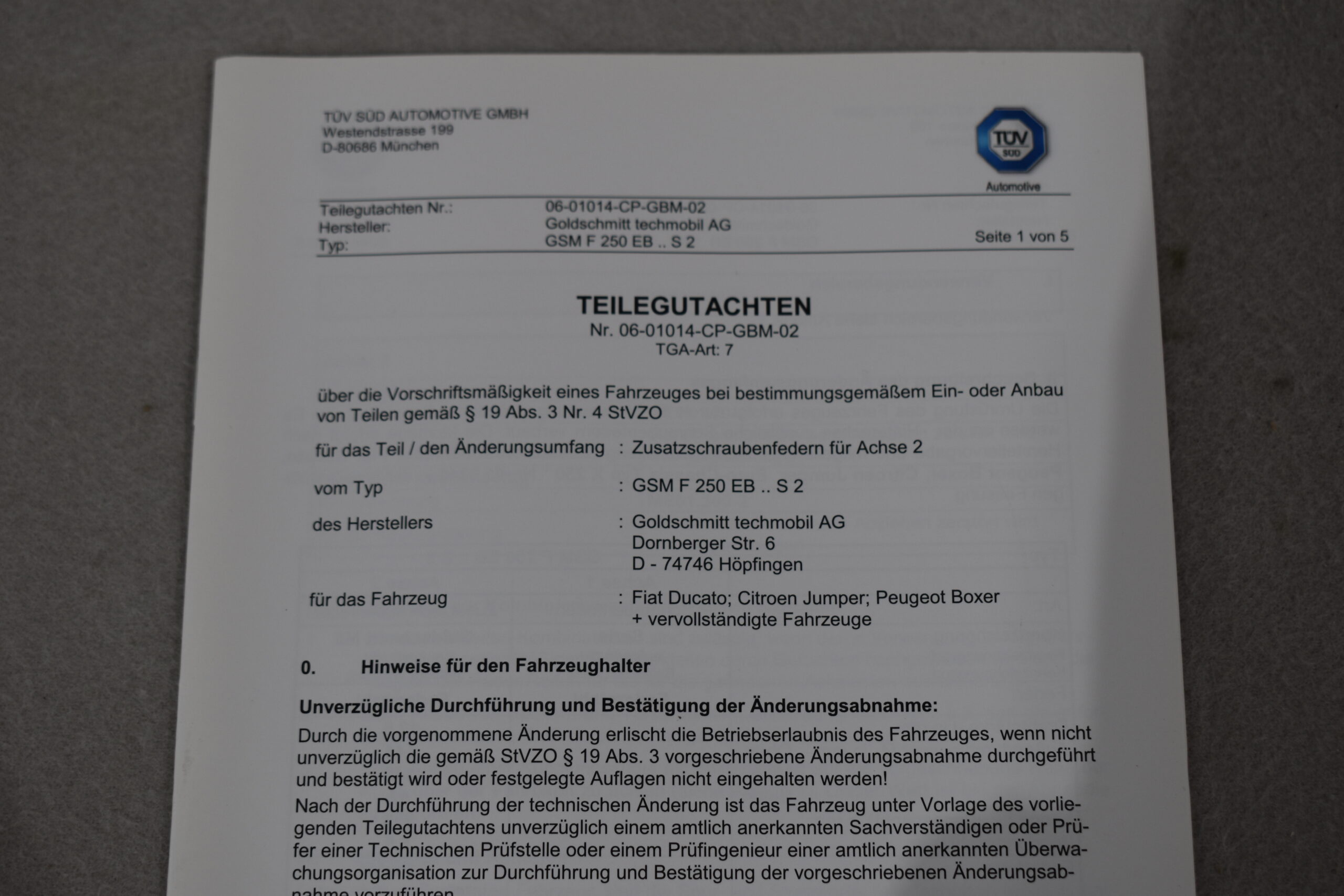 Zusatzschraubenfeder Montagesatz Hinterachse für Fiat Ducato; Citroen Jumper; Peugeot Boxer