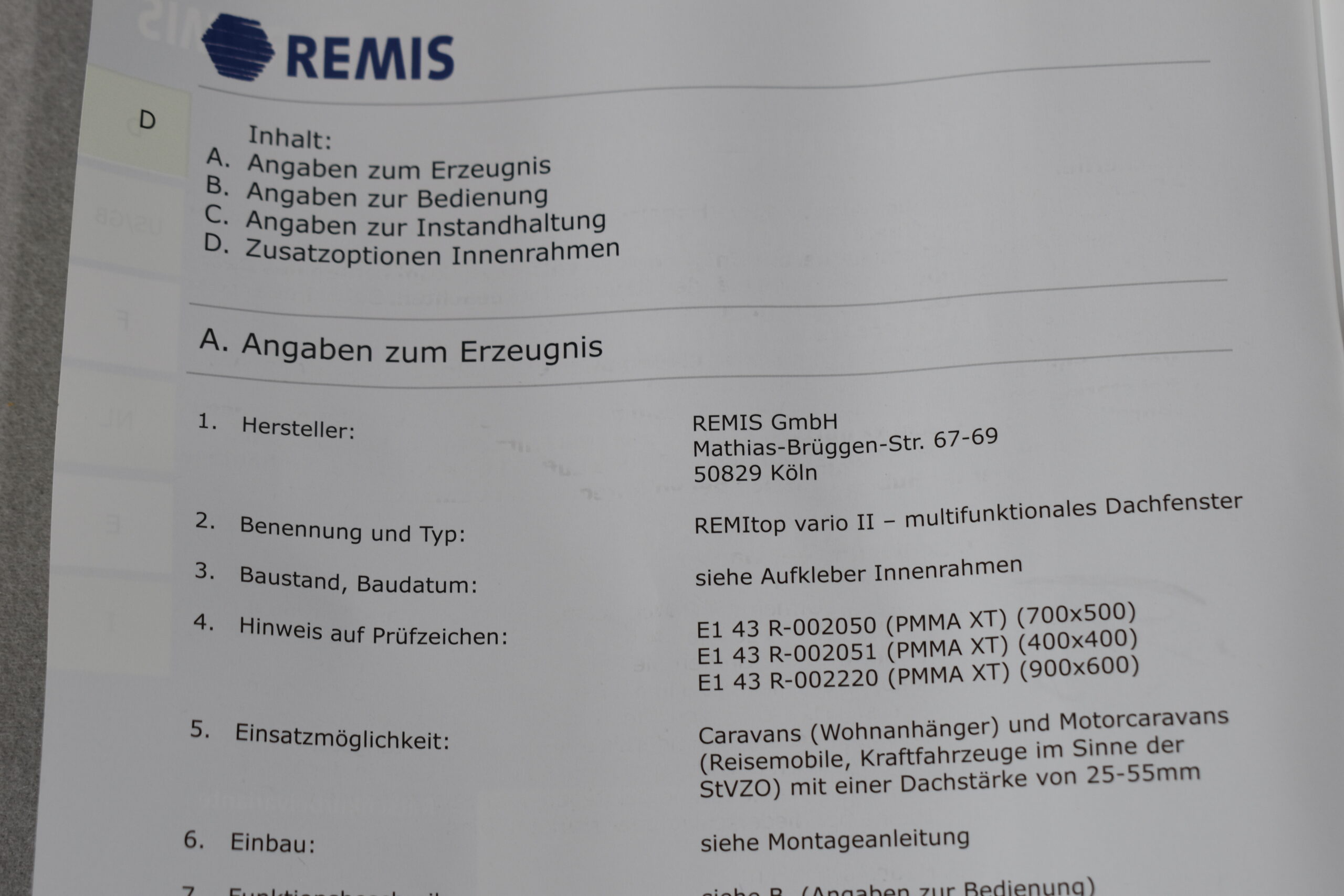 Remis Dachhaube 900x600mm