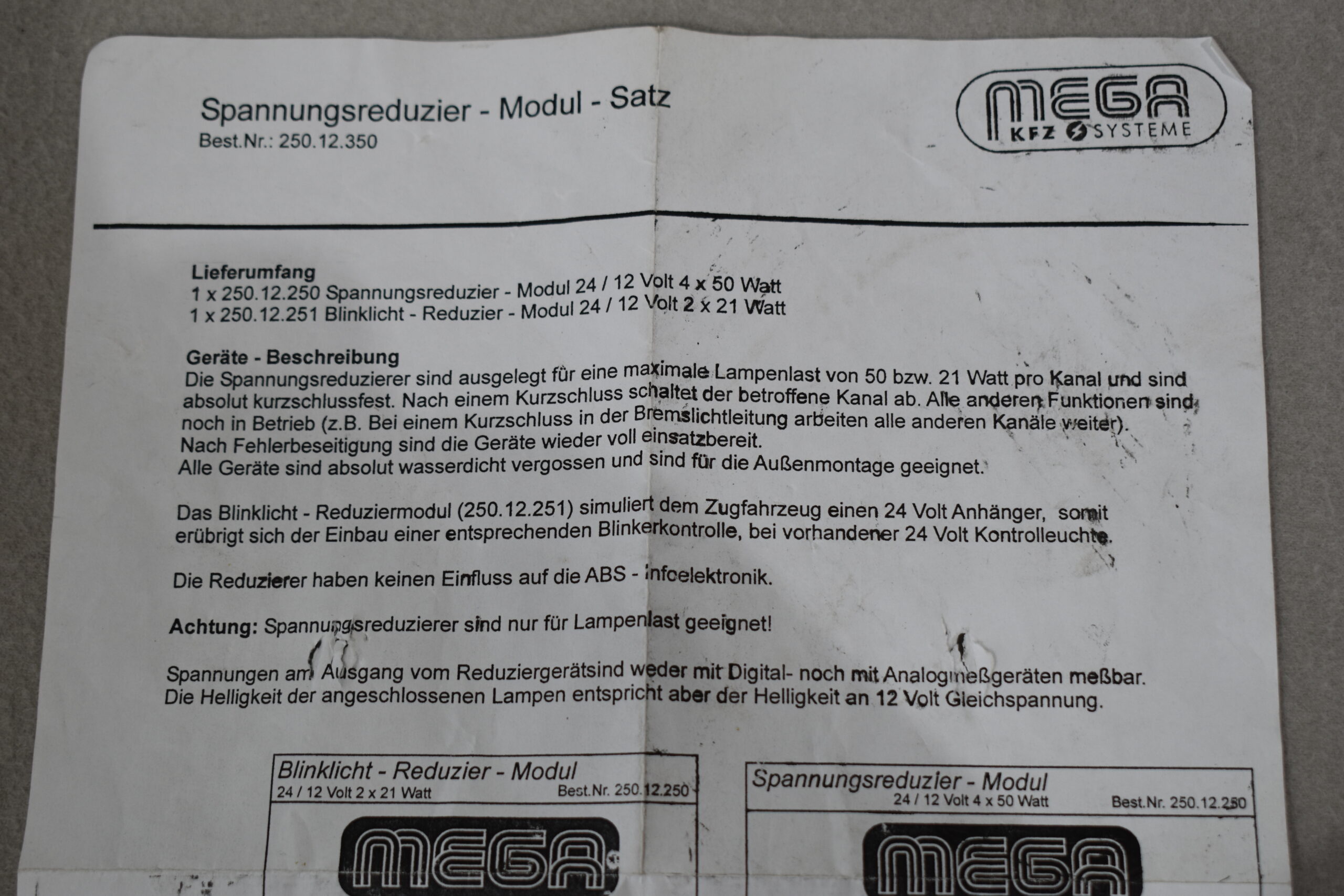 Mega Spannungsreduzierer für Anhängerkupplung und Blinker