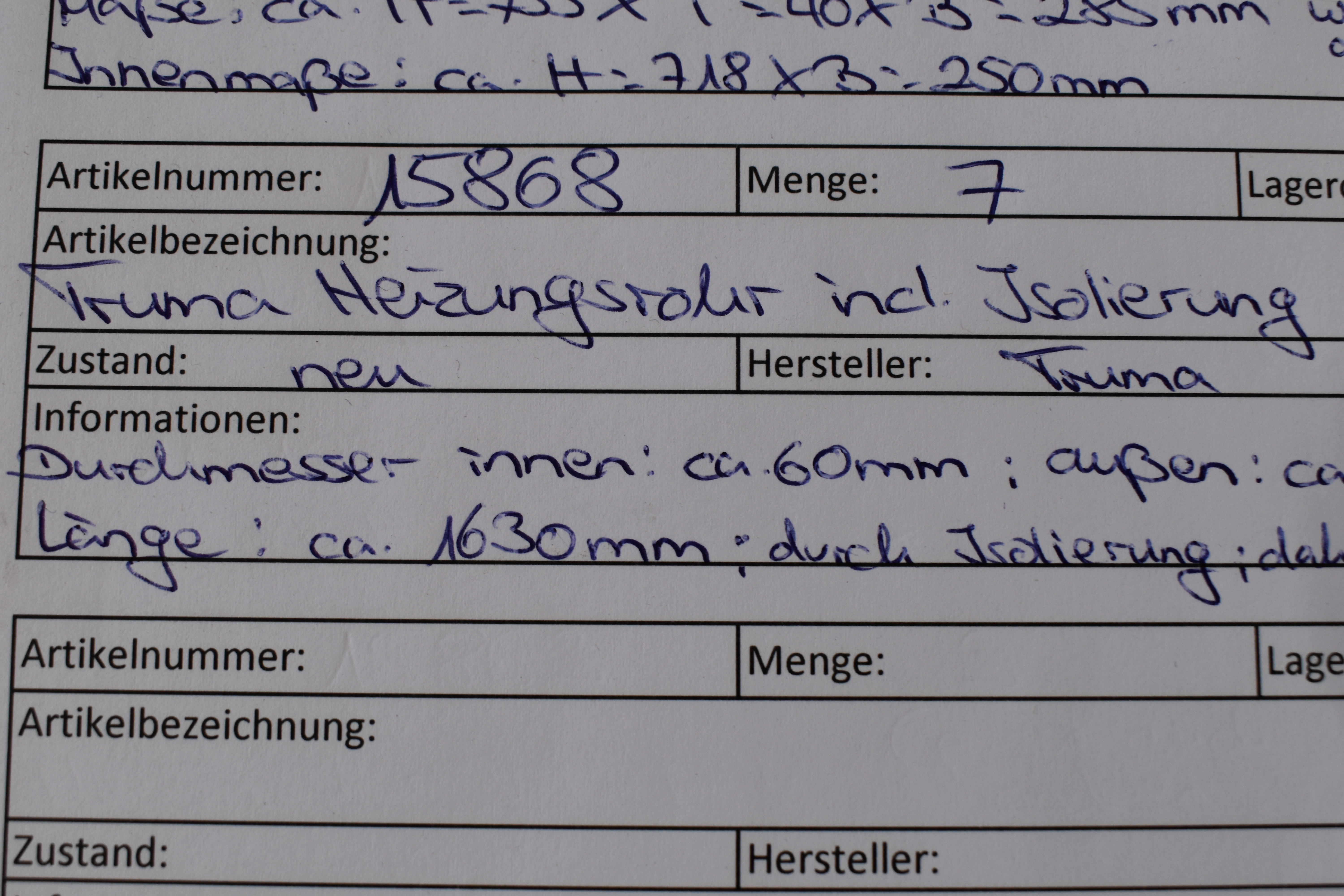 Truma Heizungsrohr incl. Isolierung für Innen und Außen