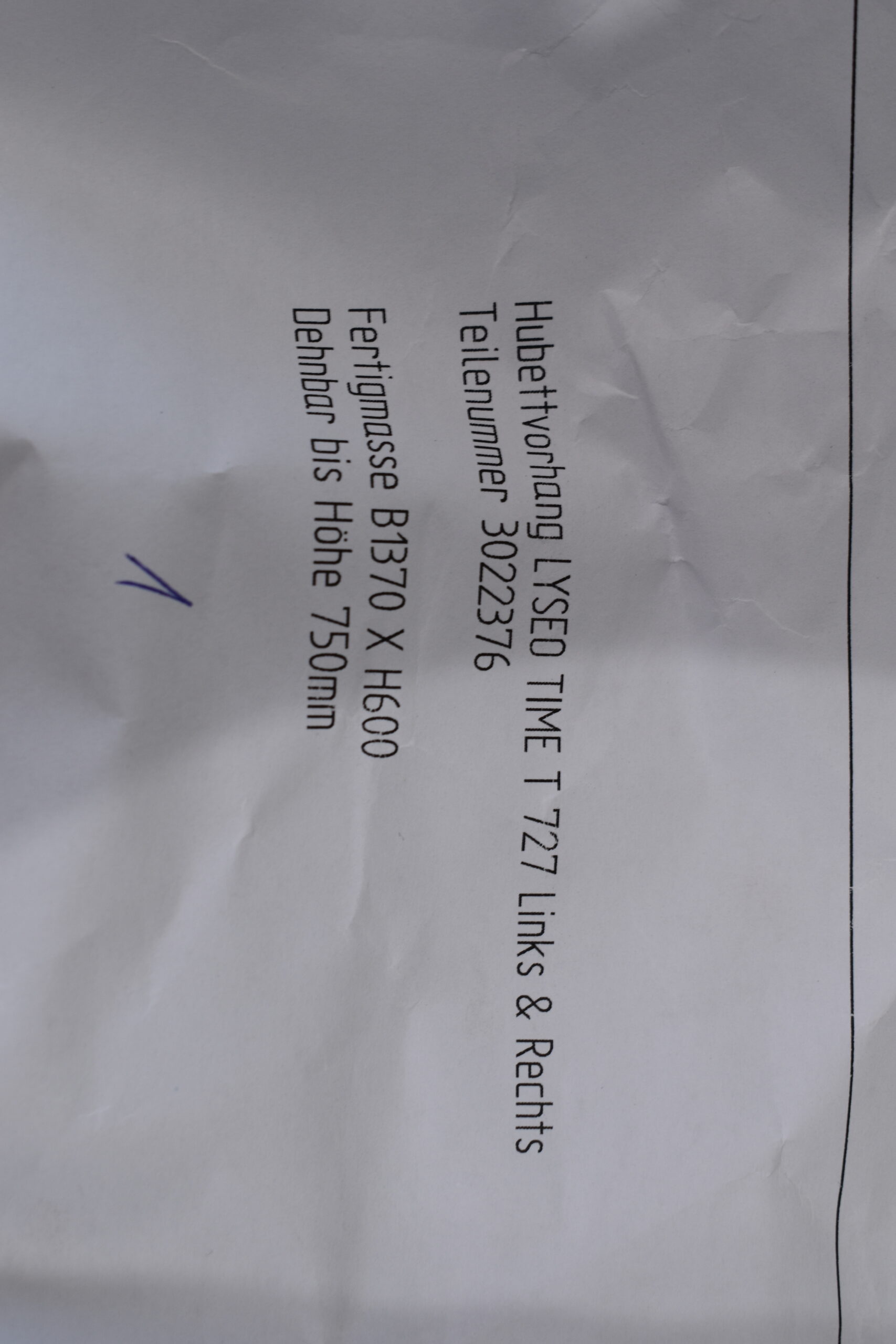 Hubbett Vorhang Adele; 600x1370mm