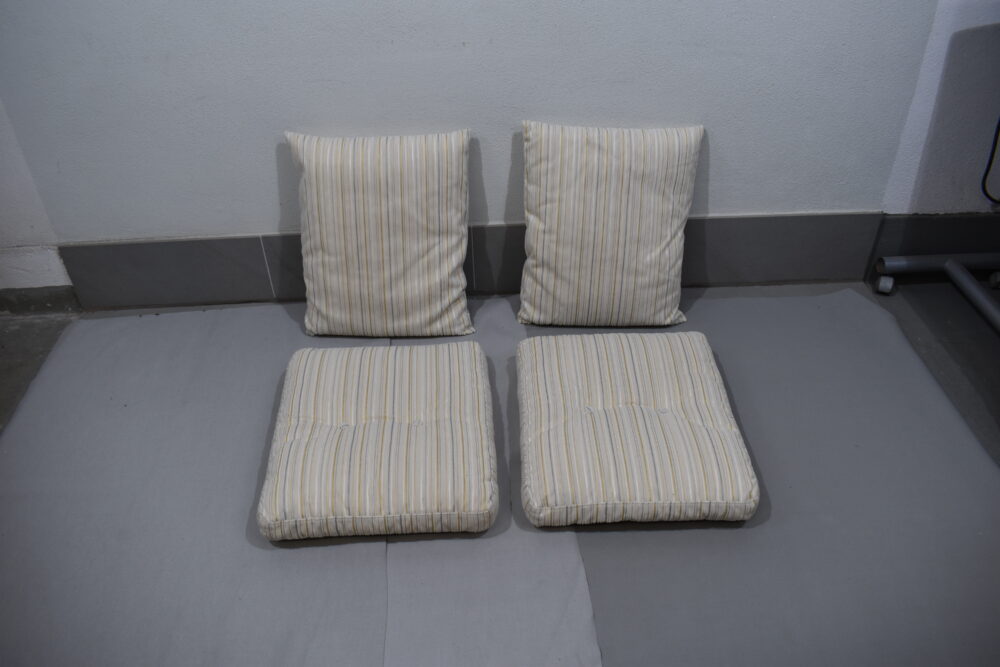 Polstersatz  / Kissensatz; beige gestreift – Bild 13