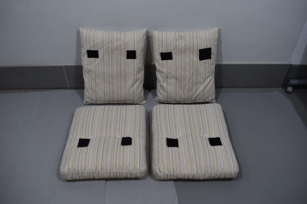 Polstersatz  / Kissensatz; beige gestreift – Bild 16