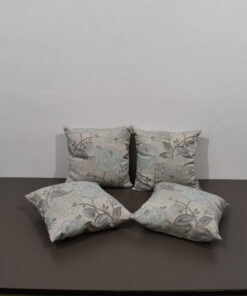 Kissen / Zierkissen-Set; grau/blau; 380x380mm Blumenmuster