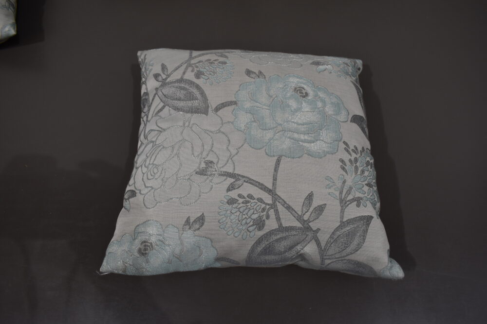 Kissen / Zierkissen-Set; grau/blau; 380x380mm Blumenmuster – Bild 3