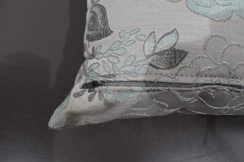 Kissen / Zierkissen-Set; grau/blau; 380x380mm Blumenmuster – Bild 5