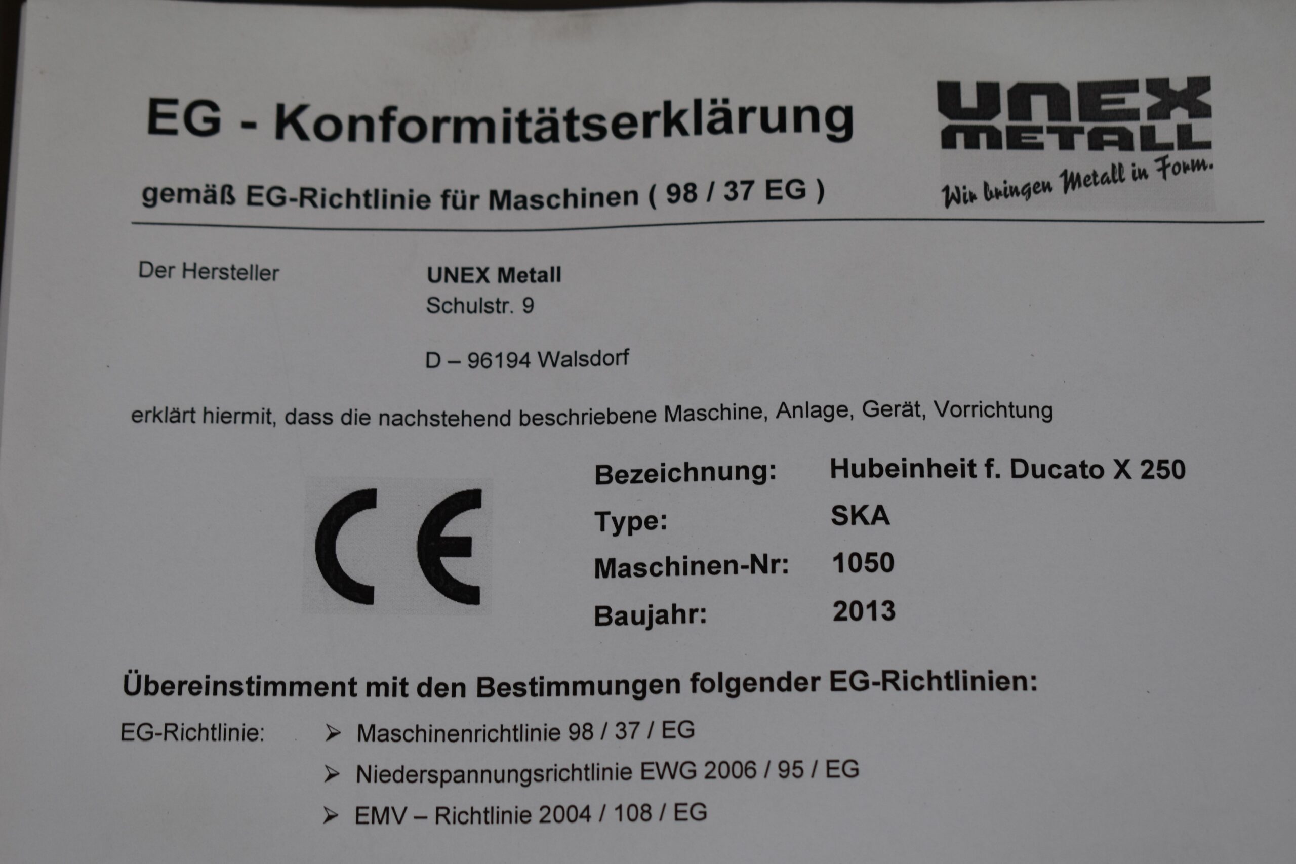 Hubeinrichtung für Ducato X250 Typ: SKA-01 – Bild 16