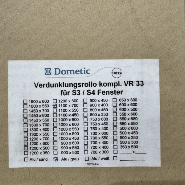 Alternative view of Dometic Verdunklungsrollo kompl. für S3 / S4 Fenster 1100x700 Alu / grau