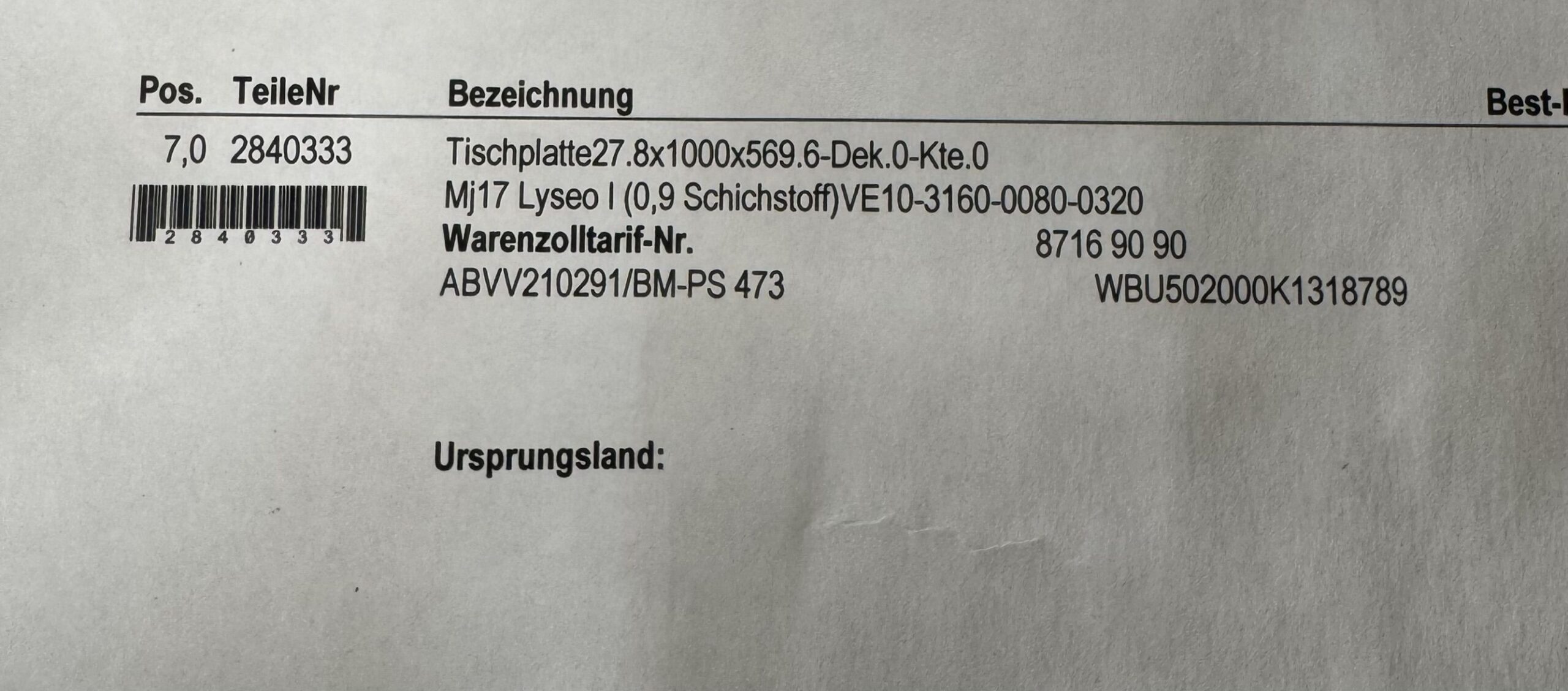 Bürstner Tischplatte 1000x569mm grau – Bild 7