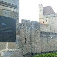 Plaque of Carcassonne outside Porte Narbonnaise