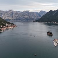 Overlooking Lady of the Rocks and St George Island opposite Perast in the Gulf of Kotor