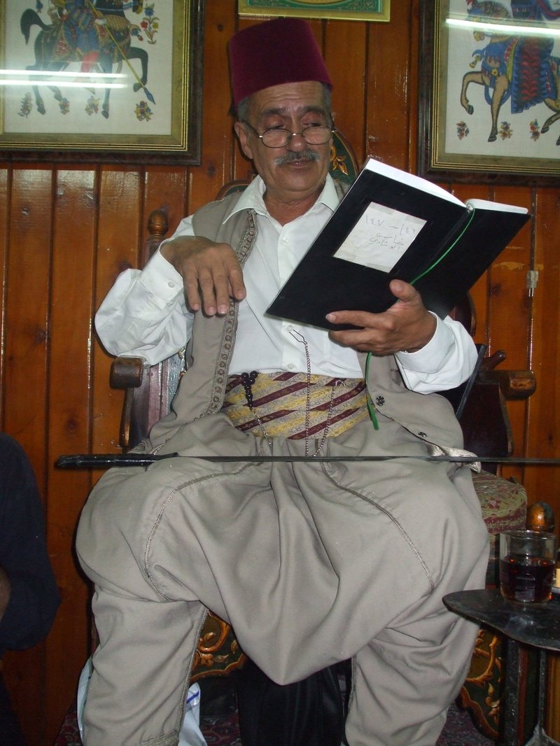 Abu Shady, last of the Hakawati, al-Nawfara Coffee House, Damascus, 2009